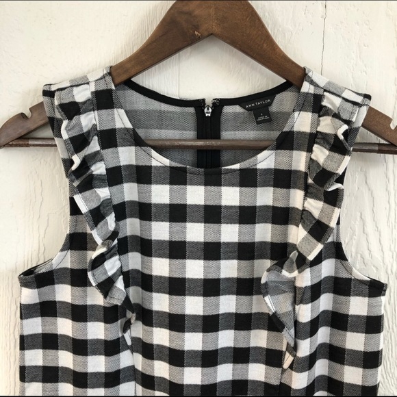 Ann Taylor Gingham Ruffle Shell Top - Picture 4 of 7